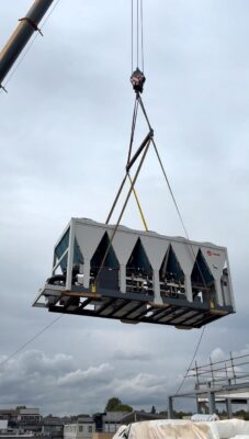 King & Moffatt crane lifting AHU at Kettering General Hospital